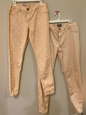 Flip Side Peach Heart-Print Reversible Denim Jeans - Sizes 9 and 13 - NWT!